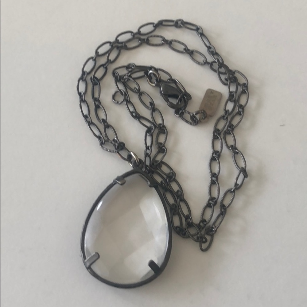 Gun metal tone Signed Lucky Star necklace